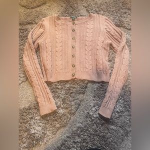 Wild Fable Women’s Pink Cropped Button-Up Sweater | Women’s Medium